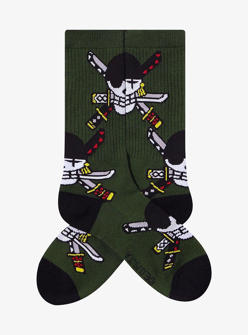 One Piece Roronoa Zoro Allover Print Crew Socks — BoxLunch Exclusive