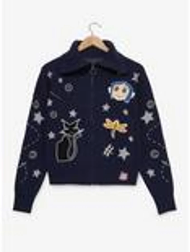 Coraline Icons Women's Zippered Sweater - BoxLunch Exclusive