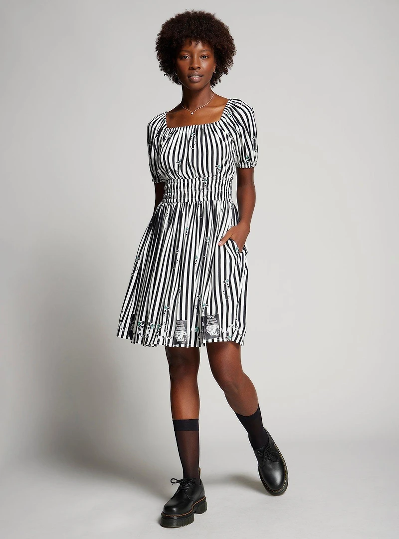 Beetlejuice Sandworm Allover Print Striped Dress — BoxLunch Exclusive
