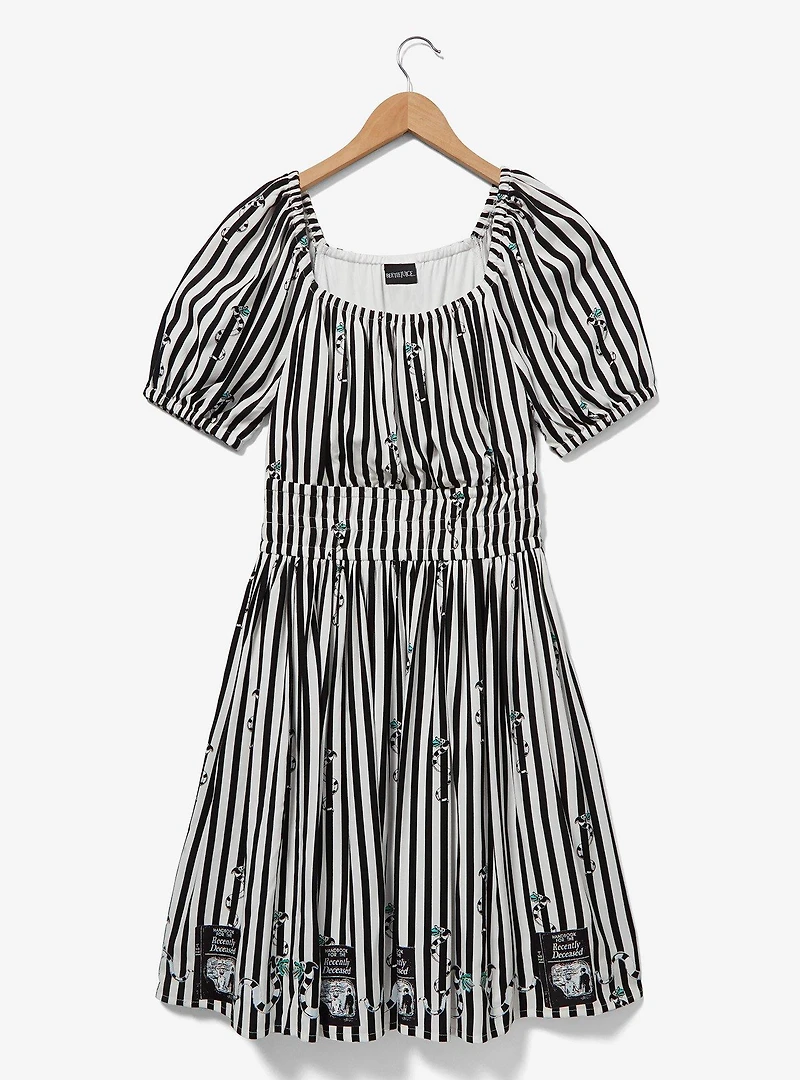 Beetlejuice Sandworm Allover Print Striped Dress — BoxLunch Exclusive