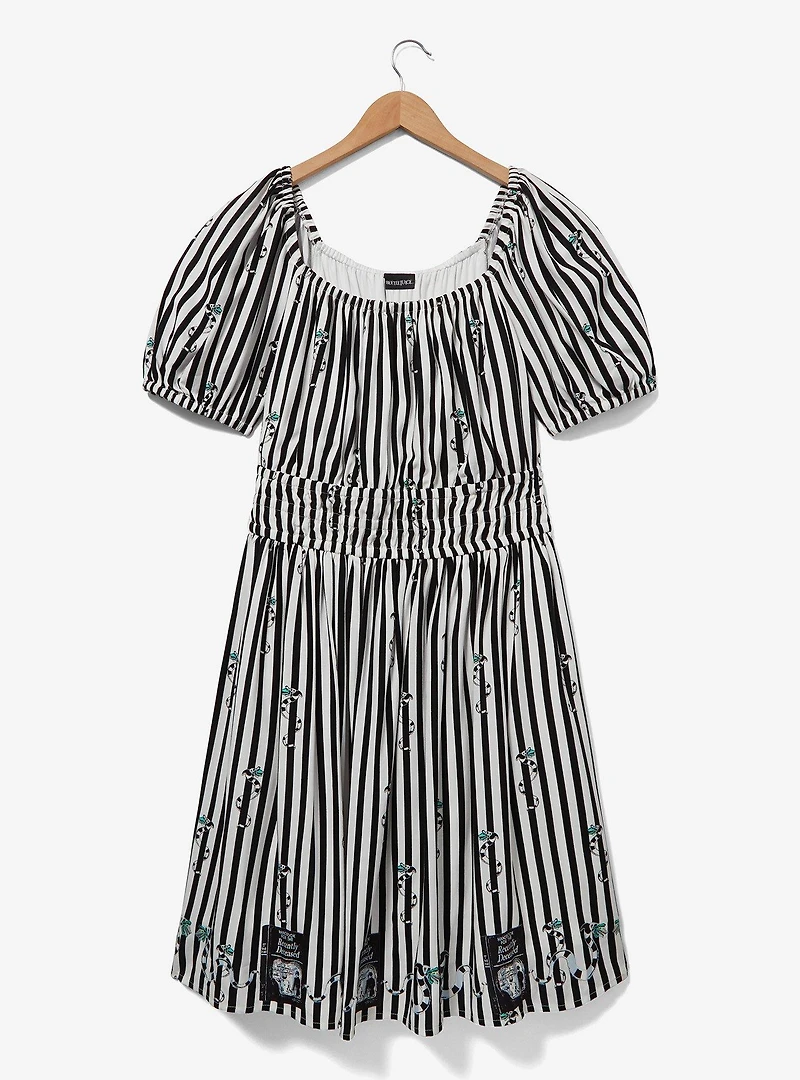 Beetlejuice Sandworm Allover Print Striped Plus Dress — BoxLunch Exclusive