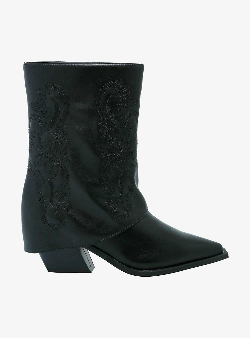 Azalea Wang Black Foldover Western Boots