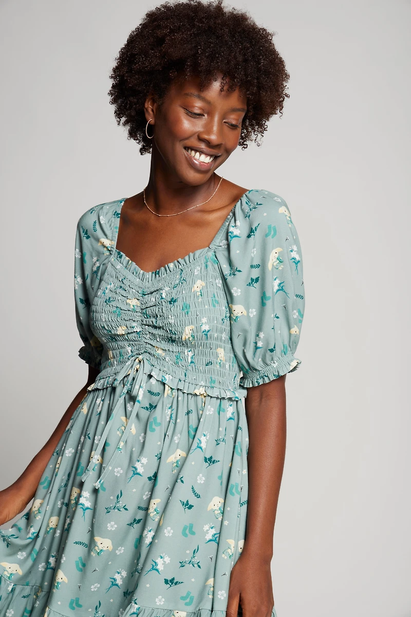 Harry Potter Dobby Floral Allover Print Smock Dress - BoxLunch Exclusive