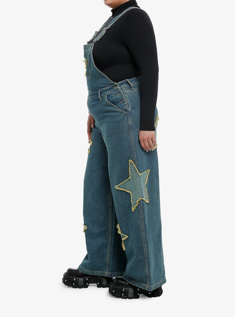 Star Patch Denim Overalls Plus Size