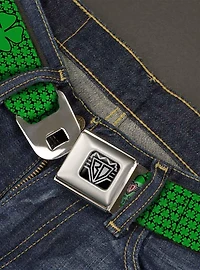 St. Patrick's Day Clovers Green Seatbelt Buckle Belt