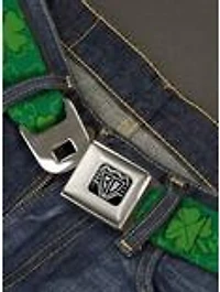 St. Patrick's Day Clovers Scattered Outline Solid Seatbelt Buckle Belt