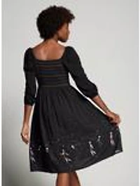 Disney The Nightmare Before Christmas Jack & Sally Long Sleeve Midi Dress — BoxLunch Exclusive