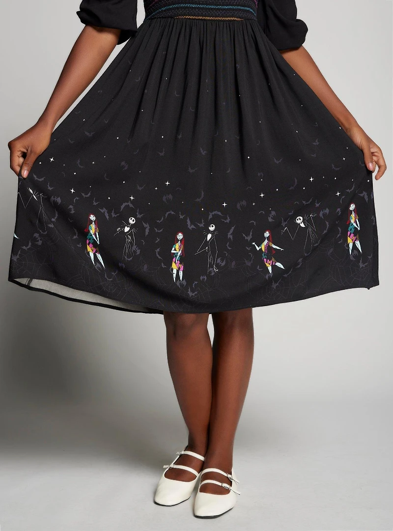 Disney The Nightmare Before Christmas Jack & Sally Long Sleeve Midi Dress — BoxLunch Exclusive