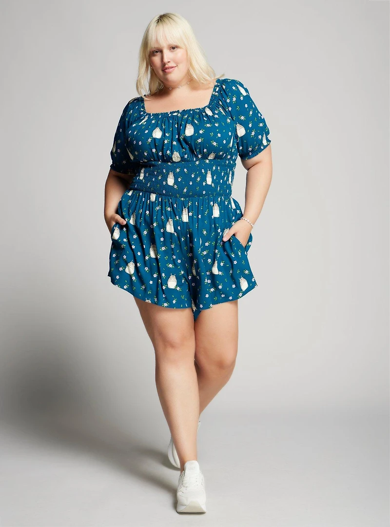 Her Universe Studio Ghibli My Neighbor Totoro Floral Allover Print Plus Romper - BoxLunch Exclusive