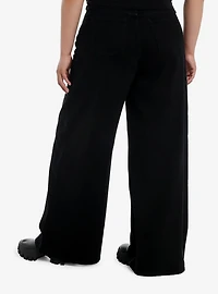 Black & Grey Wing Star Print Wide Leg Jeans Plus Size