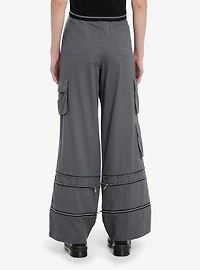 Grey Wide Leg Zip-Off Cargo Pants