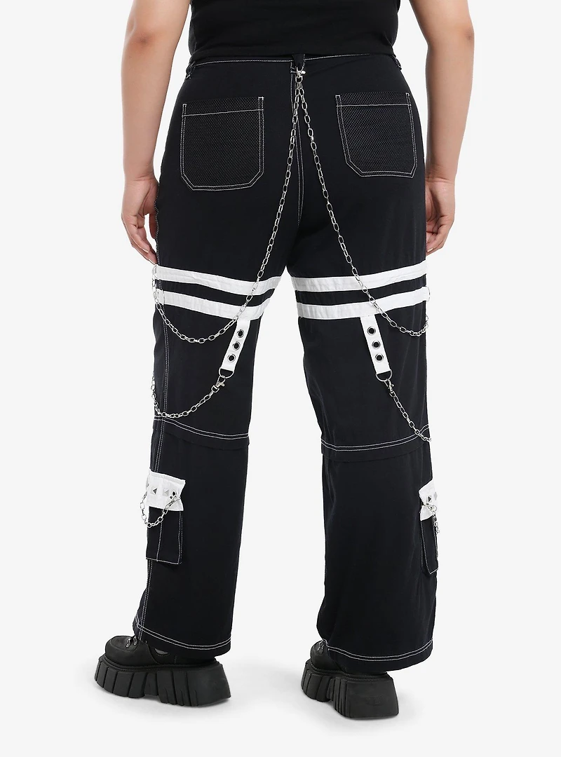 Black & White Grommet Suspender Chain Skater Pants Plus Size