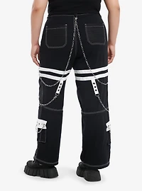 Black & White Grommet Suspender Chain Skater Pants Plus Size