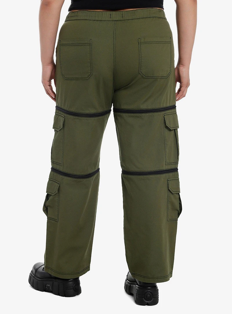 Social Collision Green Cargo Zip-Off Carpenter Pants Plus Size