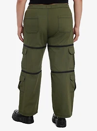Social Collision Green Cargo Zip-Off Carpenter Pants Plus Size