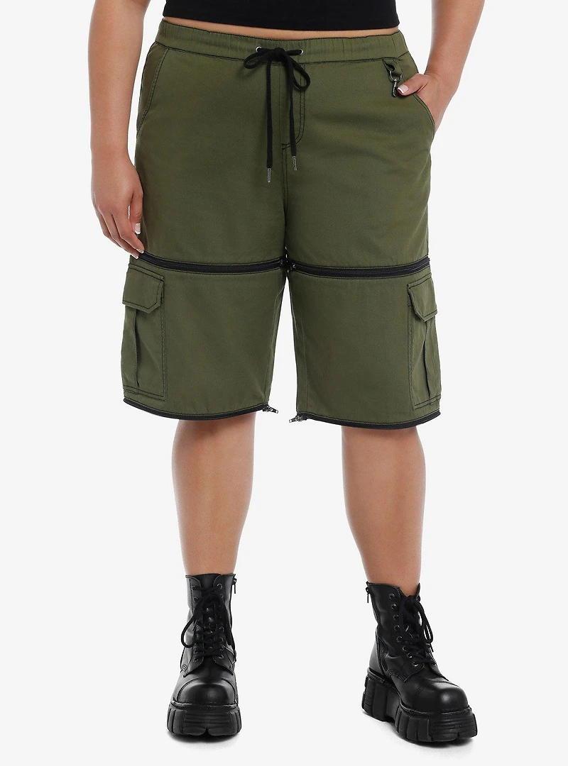 Social Collision Green Cargo Zip-Off Carpenter Pants Plus Size