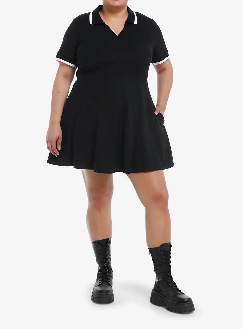 Social Collision Black & White Polo Dress Plus Size
