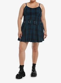 Social Collision Blue Plaid Hardware Dress Plus Size