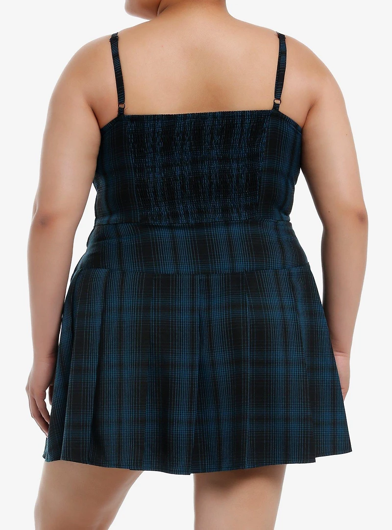 Social Collision Blue Plaid Hardware Dress Plus Size