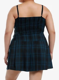 Social Collision Blue Plaid Hardware Dress Plus Size