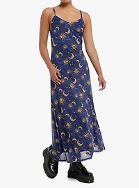 Cosmic Aura Celestial Night Mesh Maxi Cami Dress