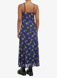 Cosmic Aura Celestial Night Mesh Maxi Cami Dress