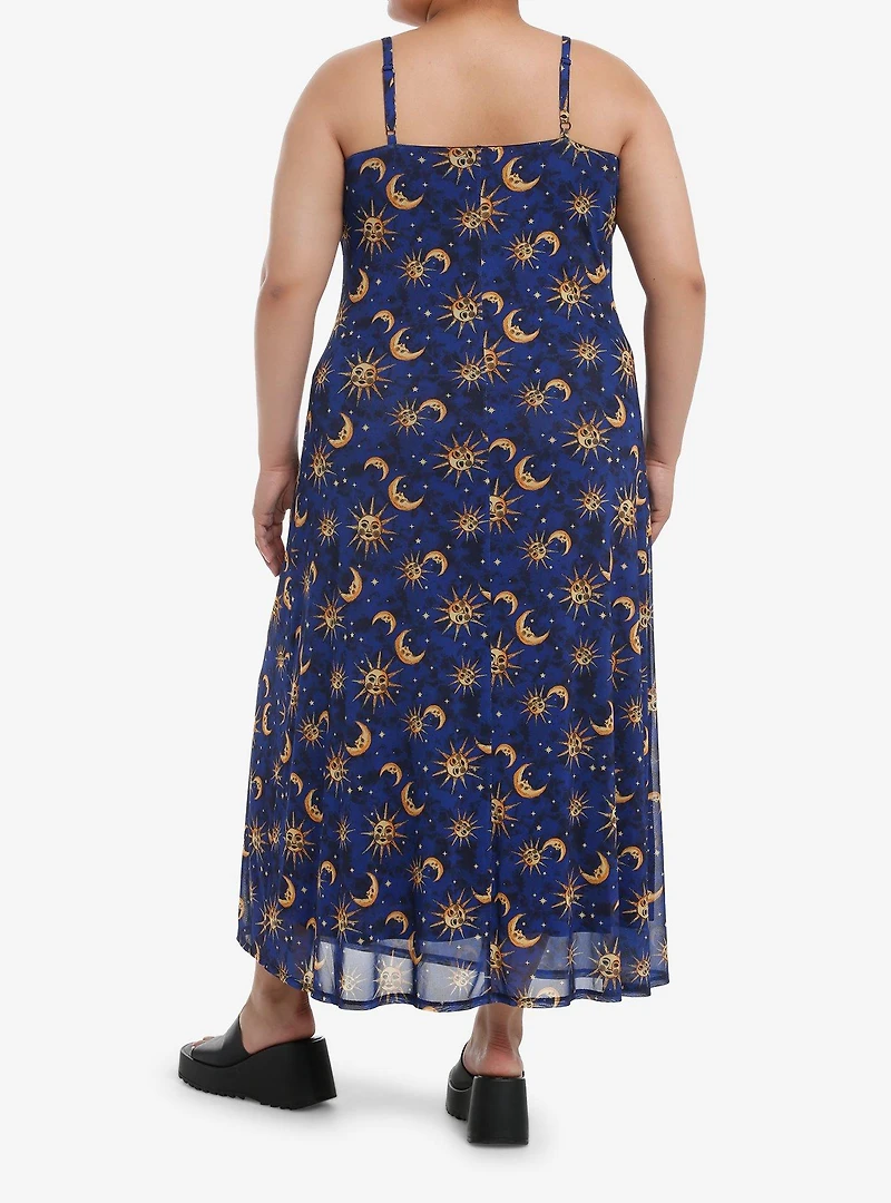 Cosmic Aura Celestial Night Mesh Maxi Cami Dress Plus Size
