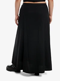 Social Collision Black & White Spiral Star Cinch Maxi Skirt Plus Size
