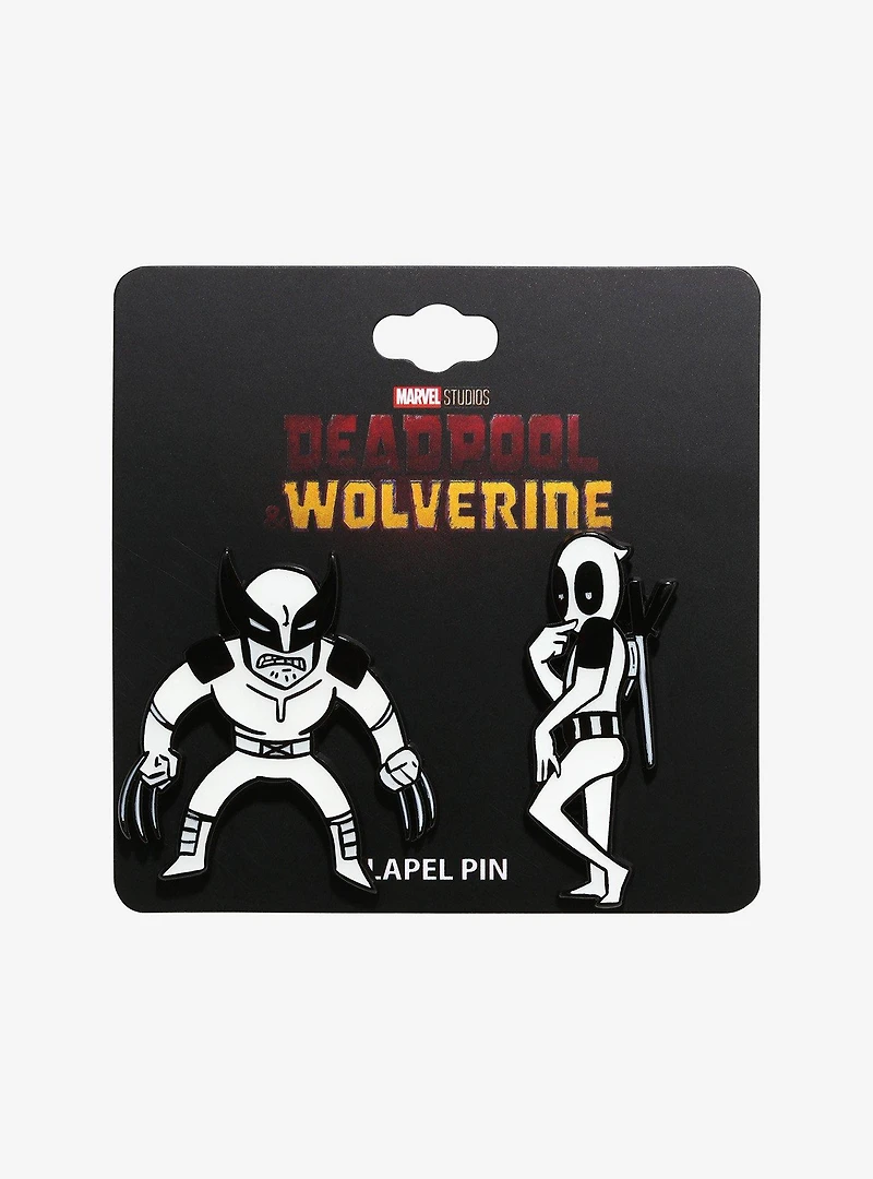 Marvel Deadpool & Wolverine Black & White Duo Enamel Pin Set
