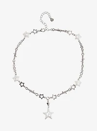 Social Collision Pearl Star Lariat Necklace