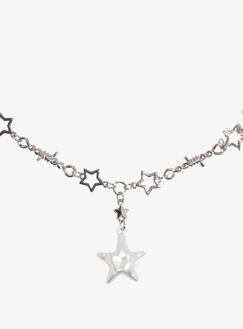 Social Collision Pearl Star Lariat Necklace