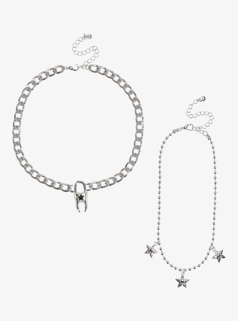 Social Collision Tooth Lock Star Charm Choker Set