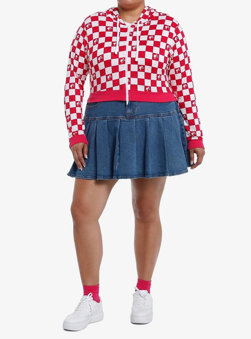 Barbie Gingham Girls Crop Hoodie Plus Size