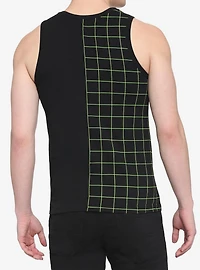 Black & Green Grid Split Tank Top