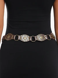 Gold Rivet & Conch Faux Leather Belt