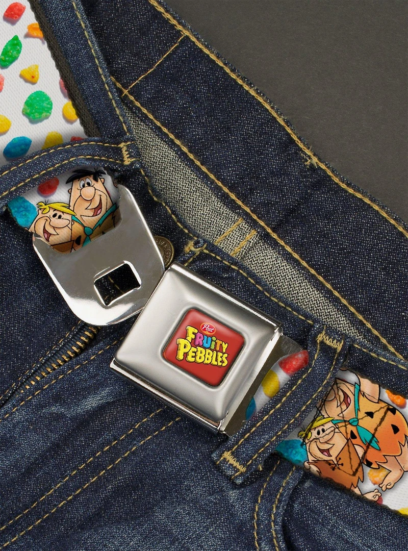 The Flintstones Fruity Pebbles Fred And Barney Pose And Cereal Seatbelt Belt