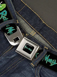Rick And Morty Title Logo And Middle Finger Portal Jump Seatbelt Belt