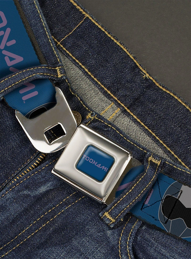 Toonami Title Logo And Robot Tom Head Purples Seatbelt Belt