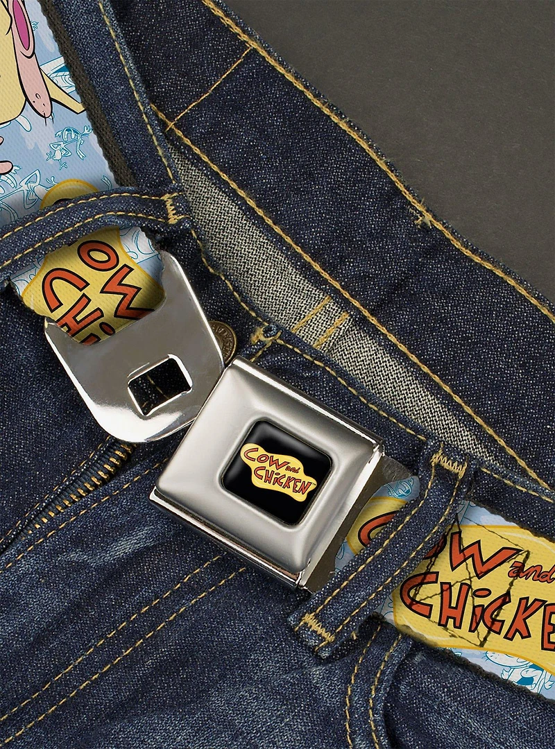 Cow And Chicken Title Logo And Character Poses Seatbelt Belt