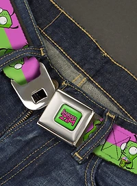 Invader Zim GIR Drinking Pose Stripe Purple Seatbelt Belt