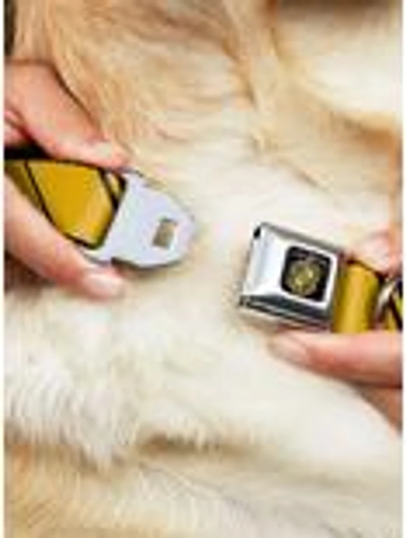 Harry Potter Hufflepuff Crest Stripe Seatbelt Buckle Dog Collar