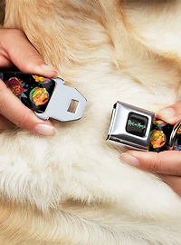 Rick and Morty Vaporwave Expressions Scattered Seatbelt Buckle Dog Collar