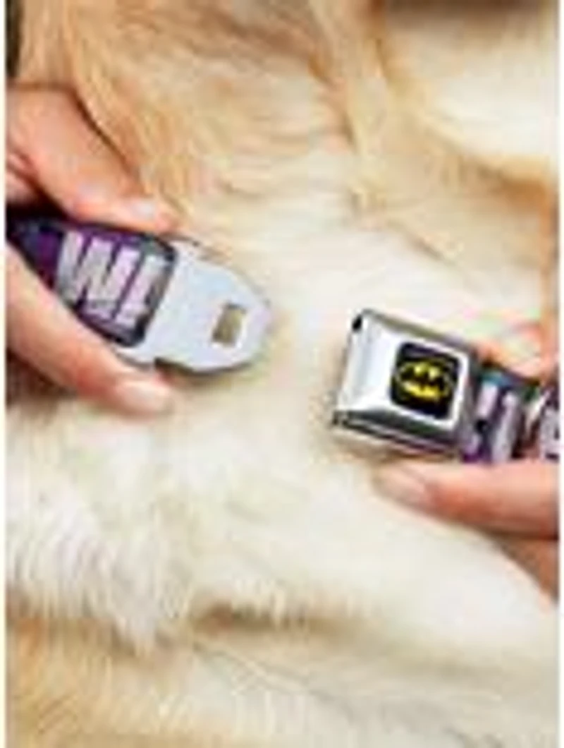 DC Comics The Joker Wanted Smiling Pose Graffiti Seatbelt Buckle Dog Collar