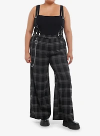 Social Collision Grey Plaid Suspender Trouser Pants Plus Size
