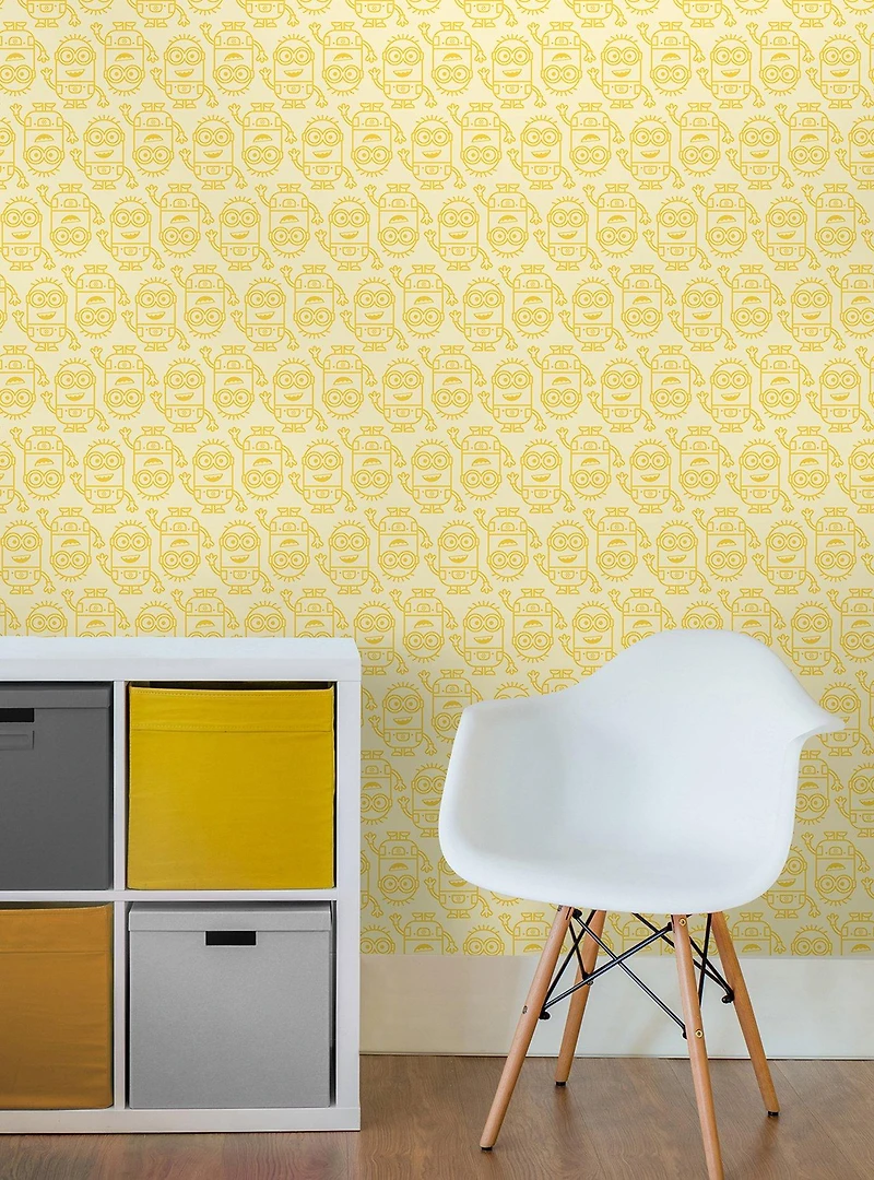 Minions Line Art Yellow Peel & Stick Wallpaper
