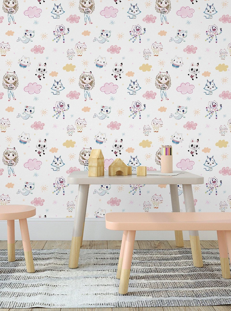 Gabby's Dollhouse Sketch Characters Peel & Stick Wallpaper