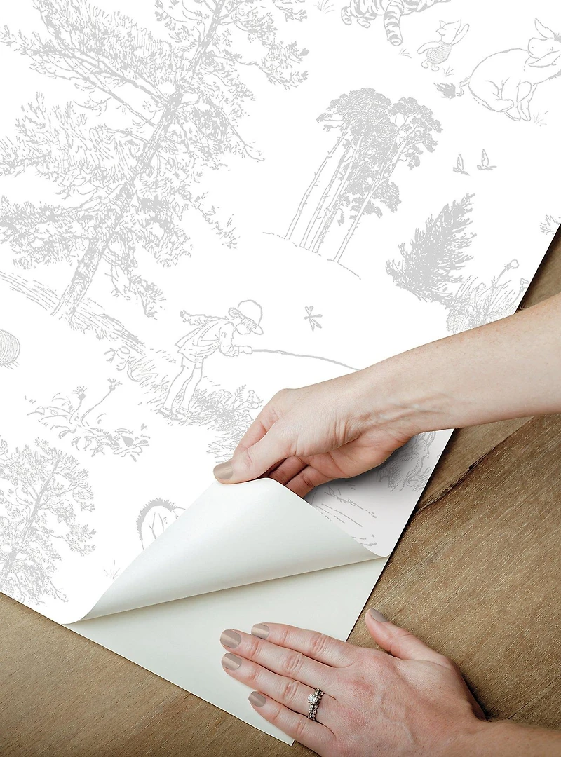 Disney Winnie The Pooh Grey Toile Peel & Stick Wallpaper