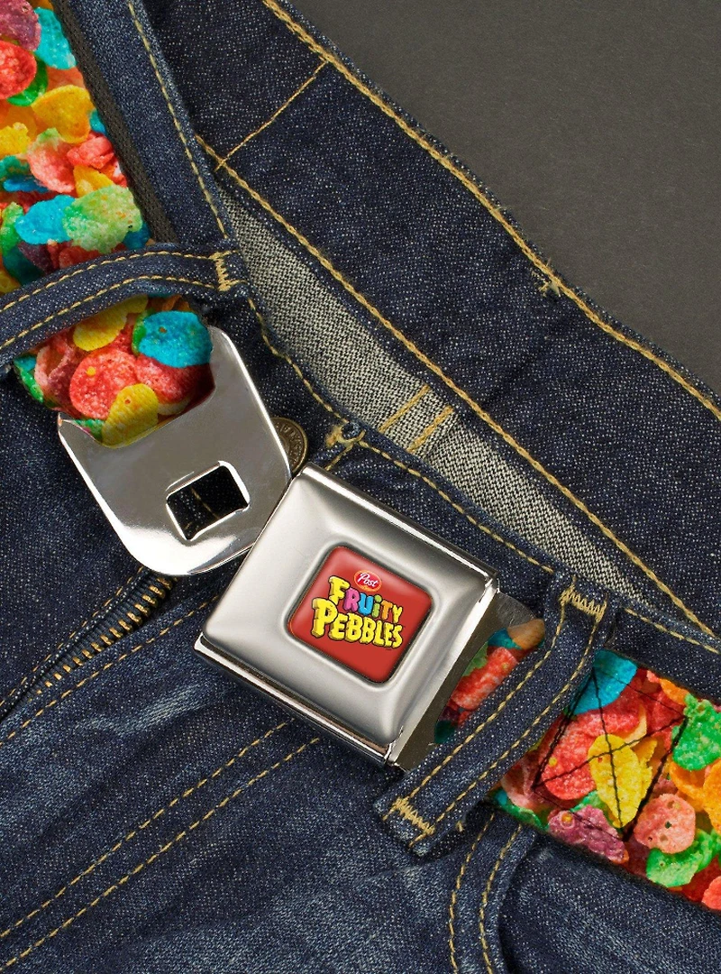 The Flintstones Fruity Pebbles Vivid Cereal Close Up Youth Seatbelt Belt