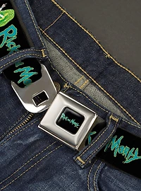 Rick And Morty Title Logo And Middle Finger Portal Jump Youth Seatbelt Belt