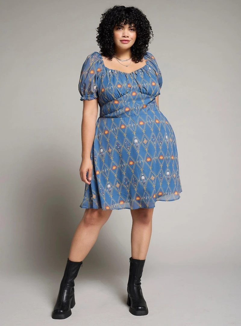 Studio Ghibli Howl's Moving Castle Diamond Icons Allover Print Plus Smock Dress - BoxLunch Exclusive